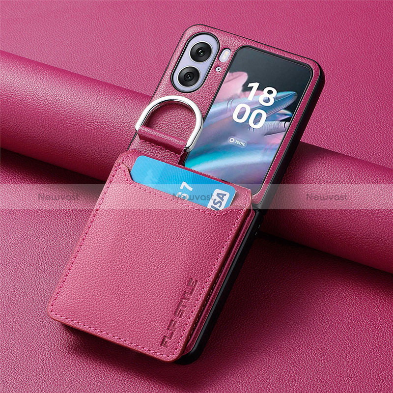 Luxury Leather Matte Finish and Plastic Back Cover Case SD13 for Oppo Find N2 Flip 5G Purple