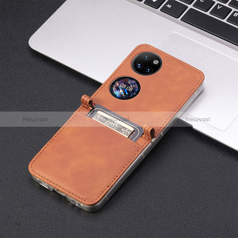 Luxury Leather Matte Finish and Plastic Back Cover Case SD2 for Huawei P50 Pocket