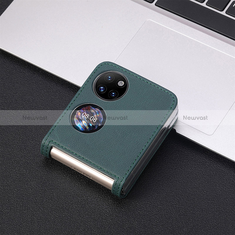 Luxury Leather Matte Finish and Plastic Back Cover Case SD2 for Huawei P50 Pocket