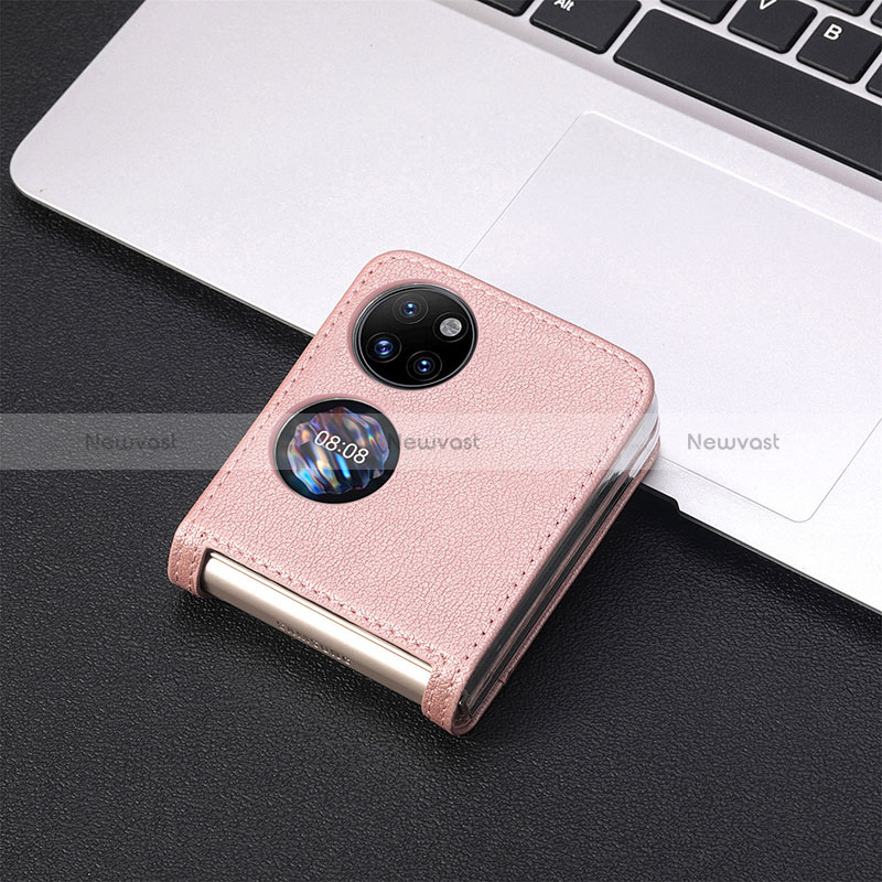 Luxury Leather Matte Finish and Plastic Back Cover Case SD2 for Huawei P50 Pocket