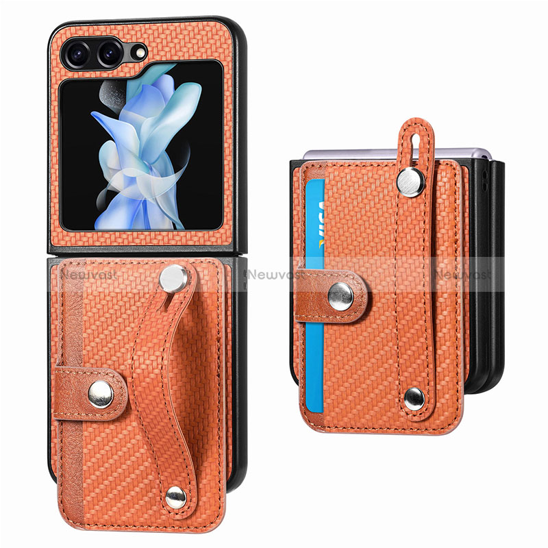 Luxury Leather Matte Finish and Plastic Back Cover Case SD2 for Samsung Galaxy Z Flip5 5G