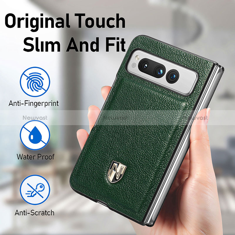 Luxury Leather Matte Finish and Plastic Back Cover Case SD3 for Google Pixel Fold 5G