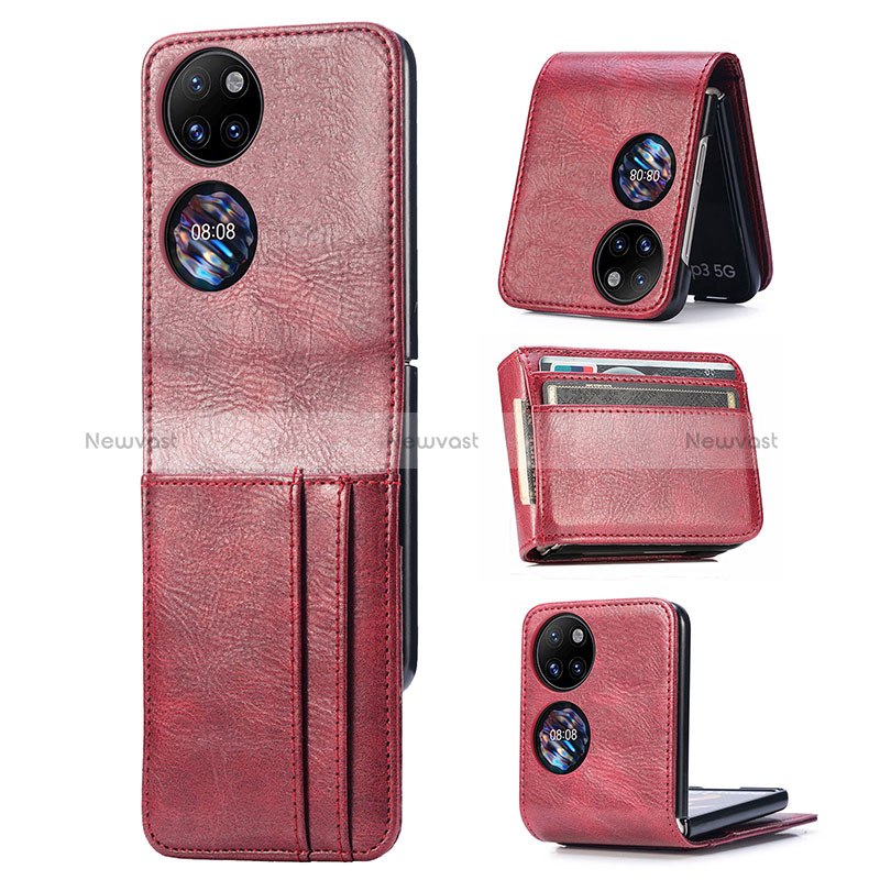 Luxury Leather Matte Finish and Plastic Back Cover Case SD3 for Huawei P50 Pocket