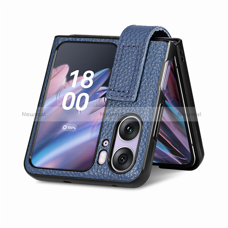 Luxury Leather Matte Finish and Plastic Back Cover Case SD3 for Oppo Find N2 Flip 5G