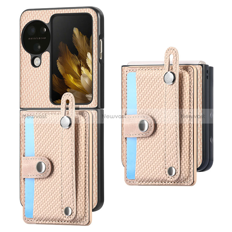 Luxury Leather Matte Finish and Plastic Back Cover Case SD3 for Oppo Find N3 Flip 5G