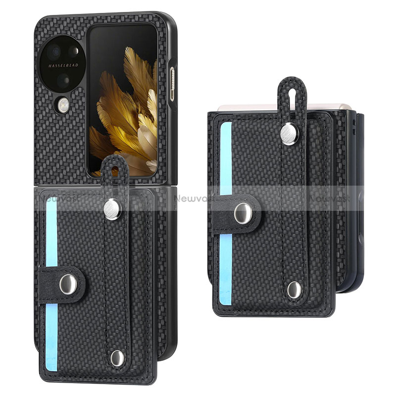 Luxury Leather Matte Finish and Plastic Back Cover Case SD3 for Oppo Find N3 Flip 5G