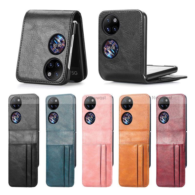 Luxury Leather Matte Finish and Plastic Back Cover Case SD4 for Huawei P50 Pocket