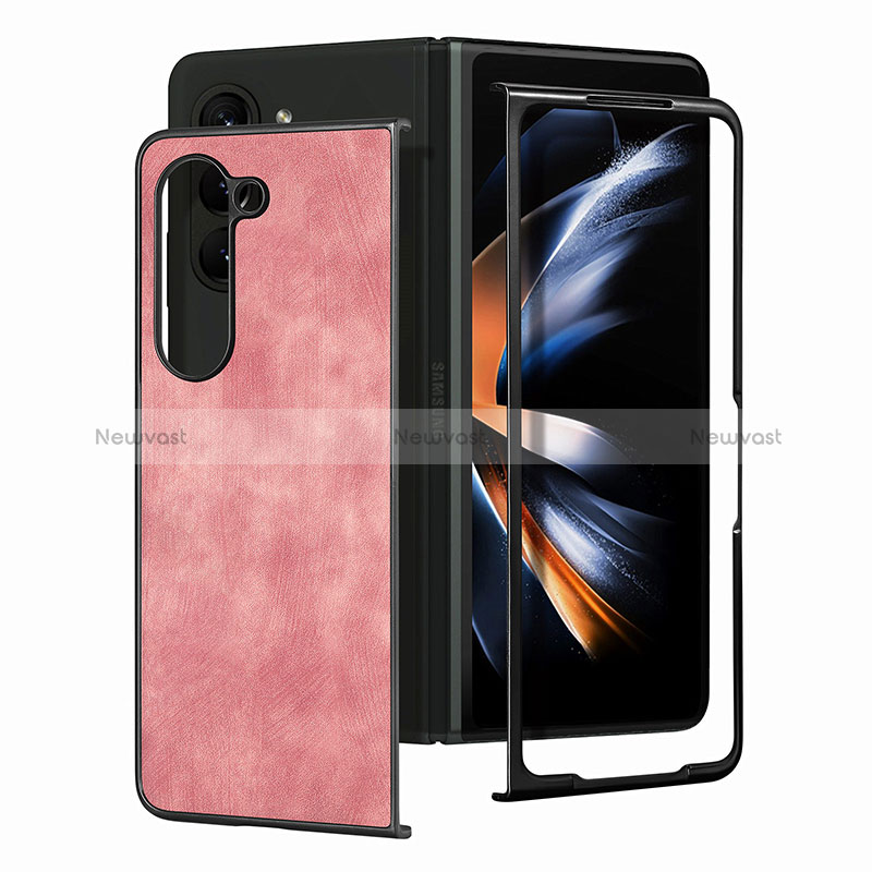 Luxury Leather Matte Finish and Plastic Back Cover Case SD4 for Samsung Galaxy Z Fold5 5G