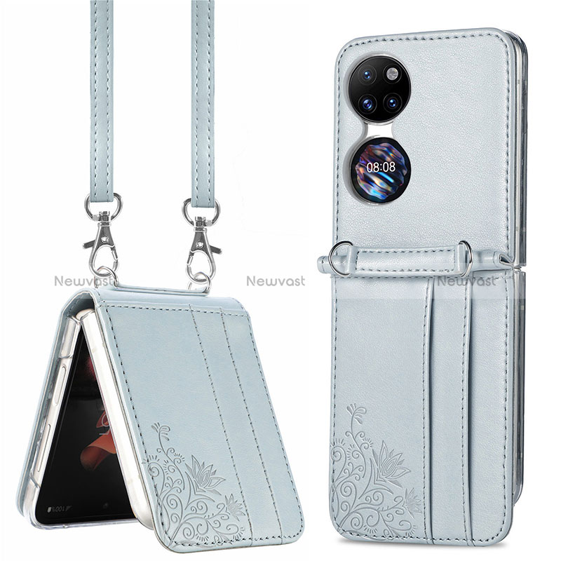 Luxury Leather Matte Finish and Plastic Back Cover Case SD6 for Huawei Pocket S Silver