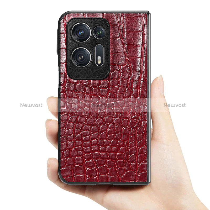 Luxury Leather Matte Finish and Plastic Back Cover Case SD6 for Oppo Find N2 5G