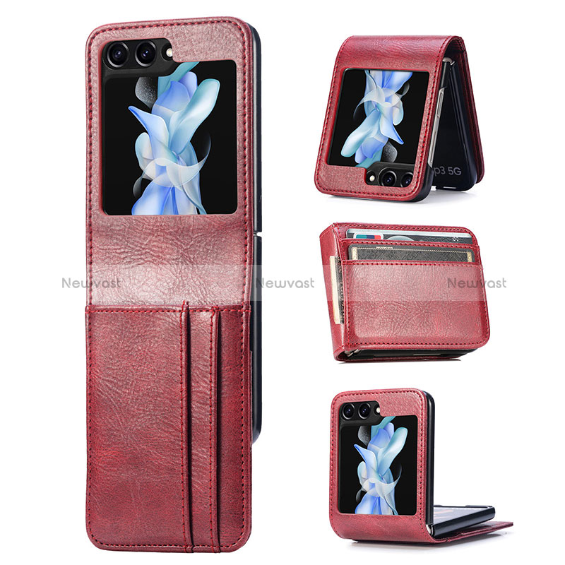 Luxury Leather Matte Finish and Plastic Back Cover Case SD6 for Samsung Galaxy Z Flip5 5G