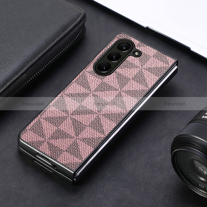 Luxury Leather Matte Finish and Plastic Back Cover Case SD6 for Samsung Galaxy Z Fold5 5G