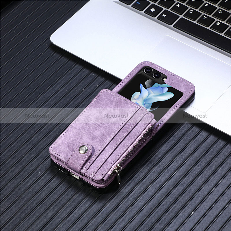 Luxury Leather Matte Finish and Plastic Back Cover Case SD8 for Samsung Galaxy Z Flip5 5G