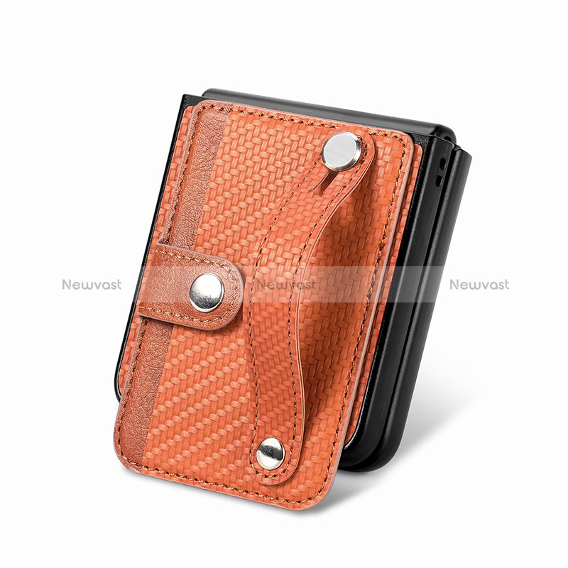 Luxury Leather Matte Finish and Plastic Back Cover Case SD9 for Samsung Galaxy Z Flip5 5G