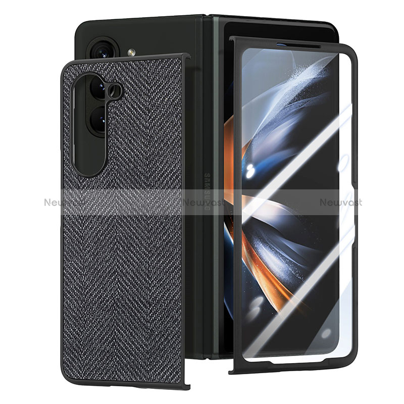 Luxury Leather Matte Finish and Plastic Back Cover Case SD9 for Samsung Galaxy Z Fold5 5G