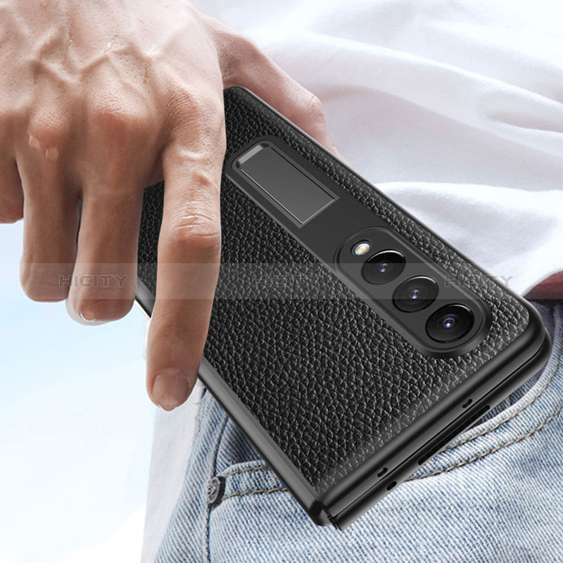 Luxury Leather Matte Finish and Plastic Back Cover Case T01 for Samsung Galaxy Z Fold4 5G