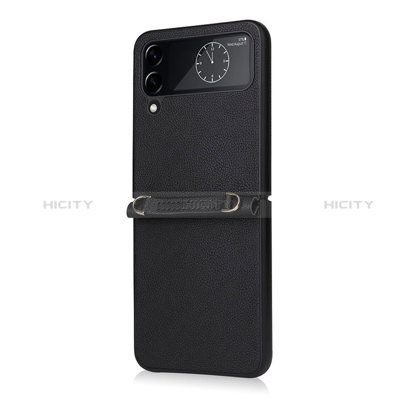 Luxury Leather Matte Finish and Plastic Back Cover Case T02 for Samsung Galaxy Z Flip4 5G