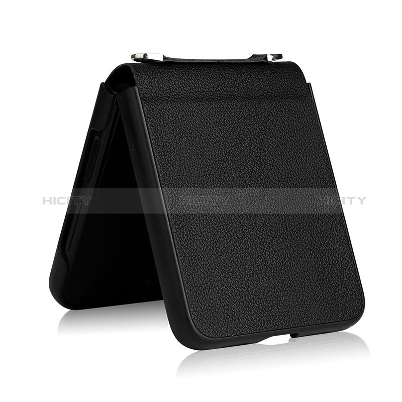 Luxury Leather Matte Finish and Plastic Back Cover Case T02 for Samsung Galaxy Z Flip4 5G