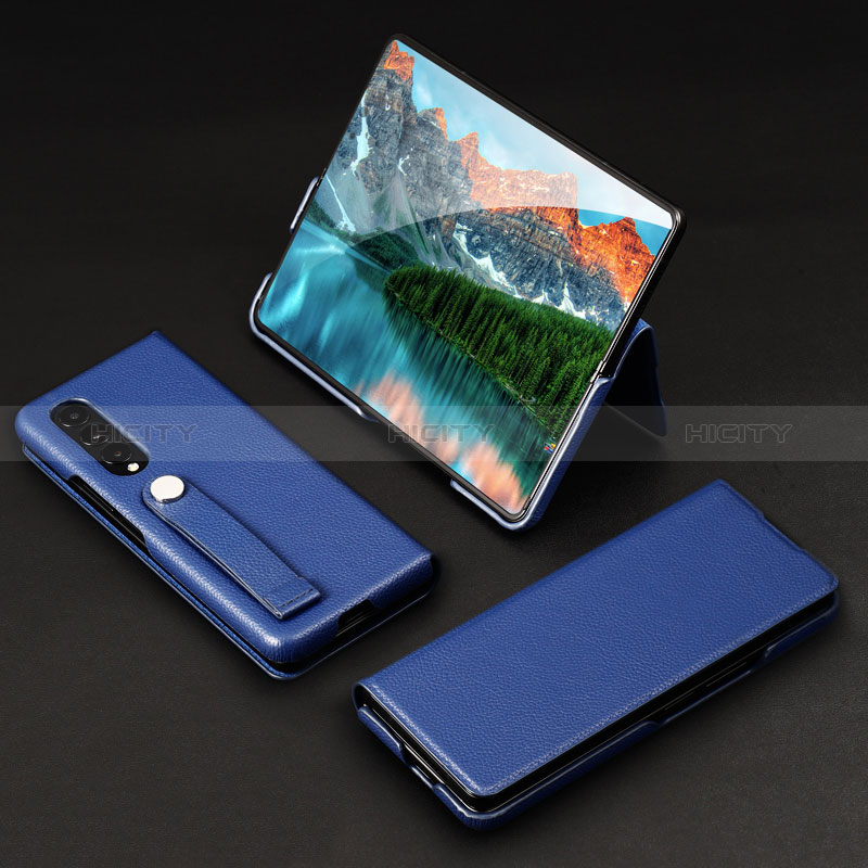 Luxury Leather Matte Finish and Plastic Back Cover Case T02 for Samsung Galaxy Z Fold4 5G