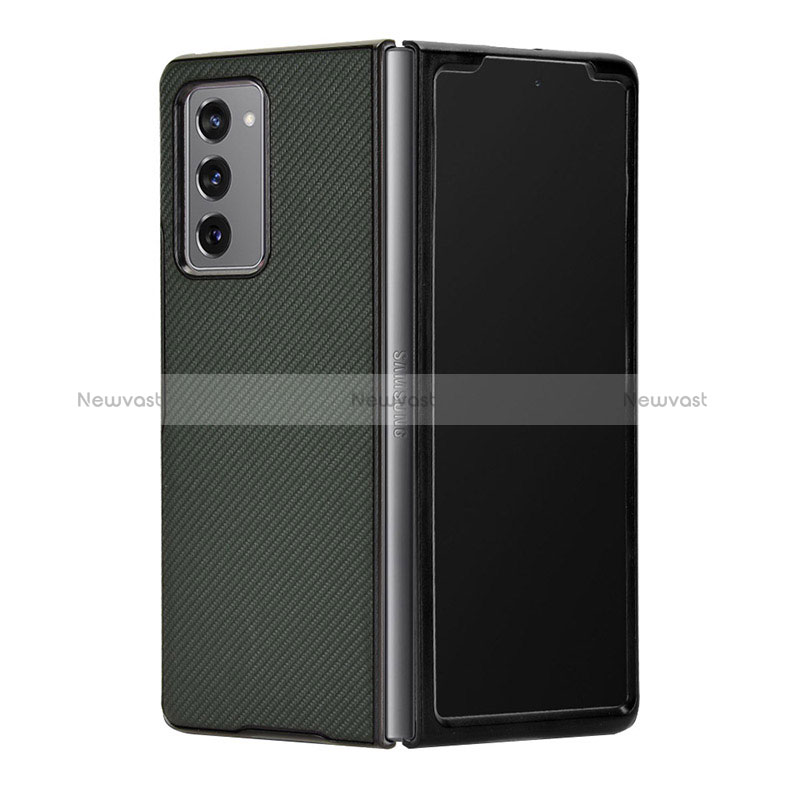 Luxury Leather Matte Finish and Plastic Back Cover Case T03 for Samsung Galaxy Z Fold2 5G