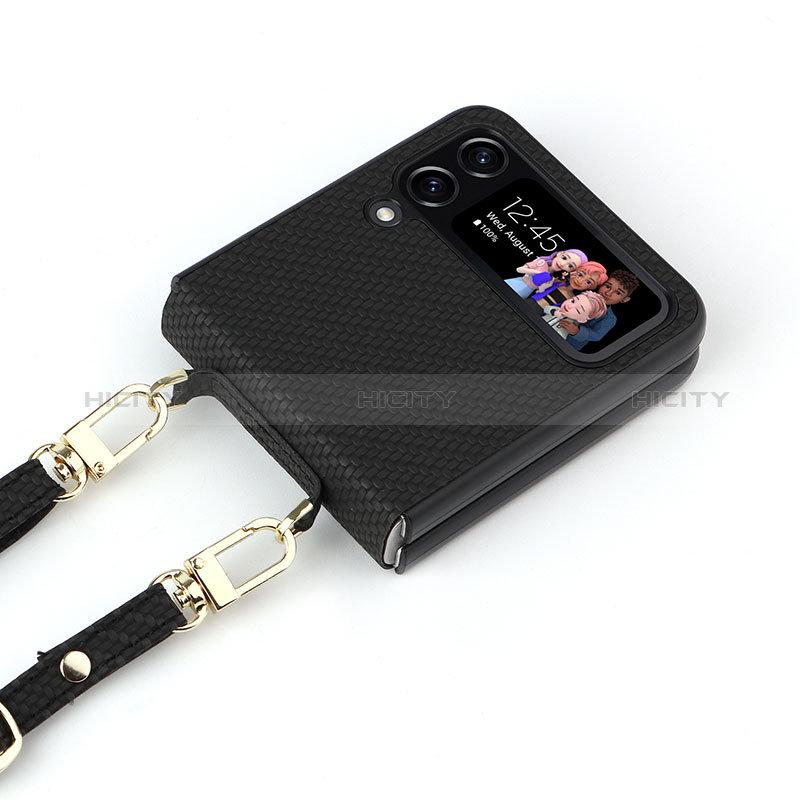 Luxury Leather Matte Finish and Plastic Back Cover Case T07 for Samsung Galaxy Z Flip4 5G