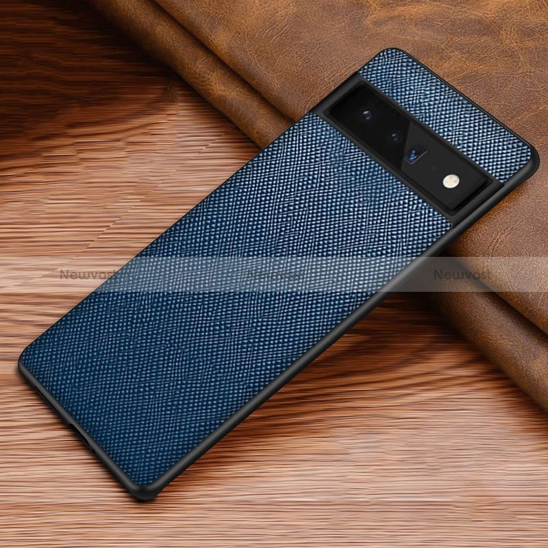 Luxury Leather Matte Finish and Plastic Back Cover Case TB1 for Google Pixel 6 Pro 5G Blue