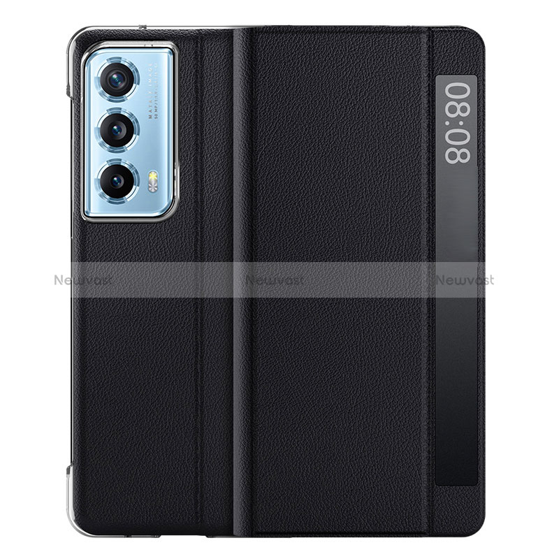 Luxury Leather Matte Finish and Plastic Back Cover Case TB1 for Huawei Honor Magic Vs2 5G Black