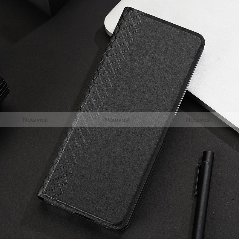 Luxury Leather Matte Finish and Plastic Back Cover Case TB3 for Huawei Honor Magic V2 5G Black