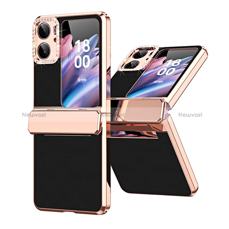 Luxury Leather Matte Finish and Plastic Back Cover Case WZ1 for Oppo Find N2 Flip 5G