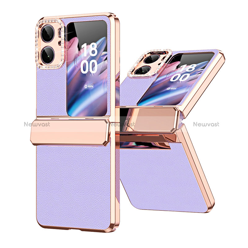 Luxury Leather Matte Finish and Plastic Back Cover Case WZ1 for Oppo Find N2 Flip 5G