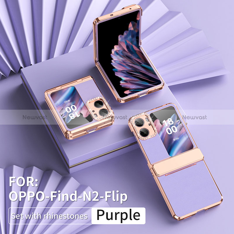 Luxury Leather Matte Finish and Plastic Back Cover Case WZ2 for Oppo Find N2 Flip 5G
