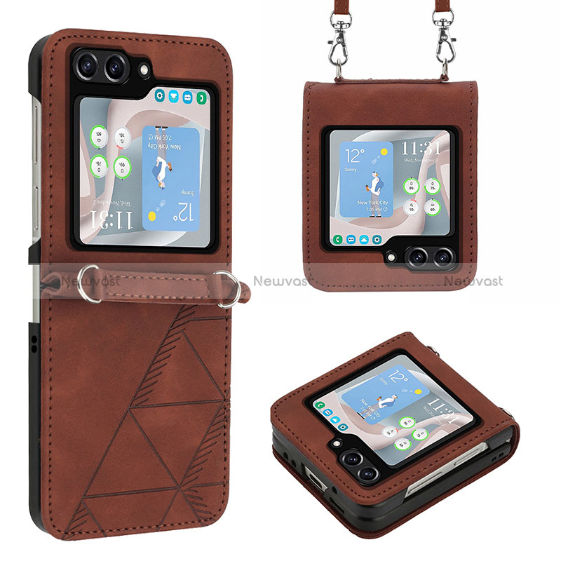 Luxury Leather Matte Finish and Plastic Back Cover Case YB3 for Samsung Galaxy Z Flip5 5G