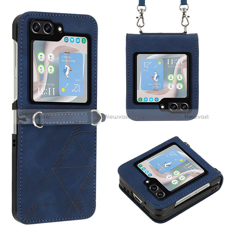 Luxury Leather Matte Finish and Plastic Back Cover Case YB3 for Samsung Galaxy Z Flip5 5G