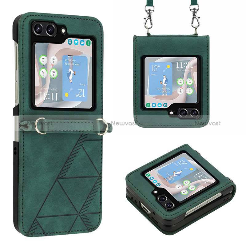 Luxury Leather Matte Finish and Plastic Back Cover Case YB3 for Samsung Galaxy Z Flip5 5G