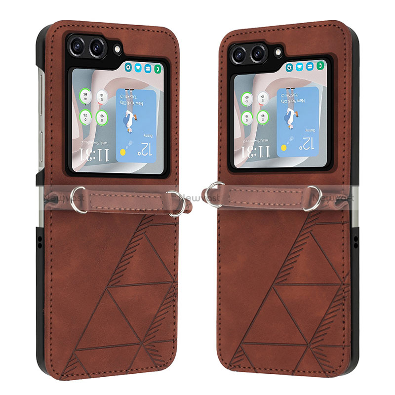 Luxury Leather Matte Finish and Plastic Back Cover Case YB4 for Samsung Galaxy Z Flip5 5G