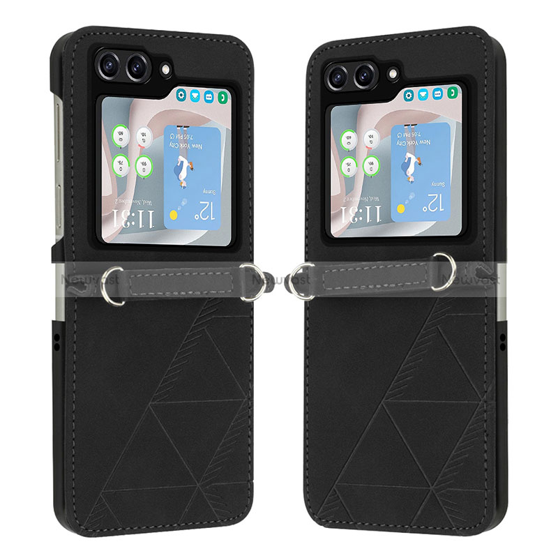 Luxury Leather Matte Finish and Plastic Back Cover Case YB4 for Samsung Galaxy Z Flip5 5G