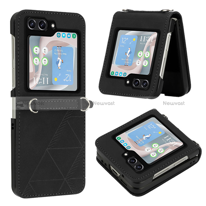 Luxury Leather Matte Finish and Plastic Back Cover Case YB4 for Samsung Galaxy Z Flip5 5G