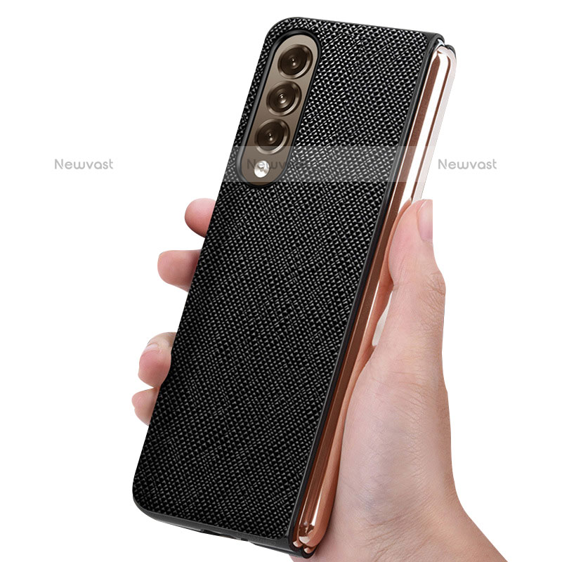 Luxury Leather Matte Finish and Plastic Back Cover Case Z01 for Samsung Galaxy Z Fold3 5G