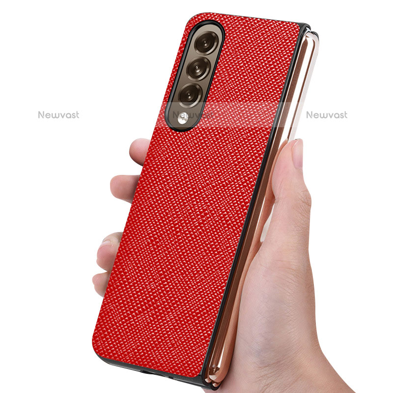 Luxury Leather Matte Finish and Plastic Back Cover Case Z01 for Samsung Galaxy Z Fold3 5G