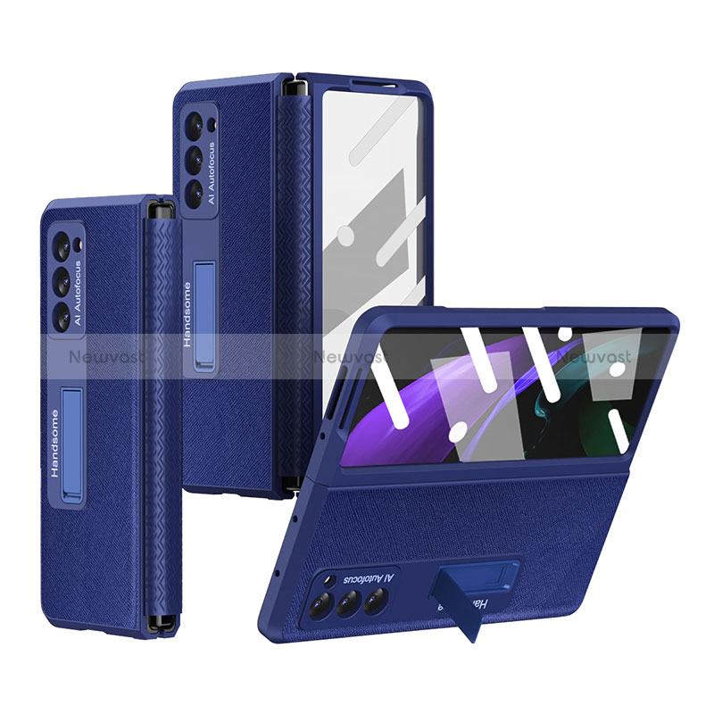 Luxury Leather Matte Finish and Plastic Back Cover Case Z03 for Samsung Galaxy Z Fold2 5G