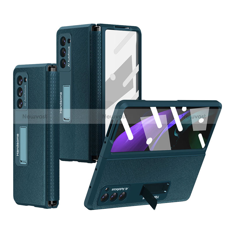 Luxury Leather Matte Finish and Plastic Back Cover Case Z03 for Samsung Galaxy Z Fold2 5G