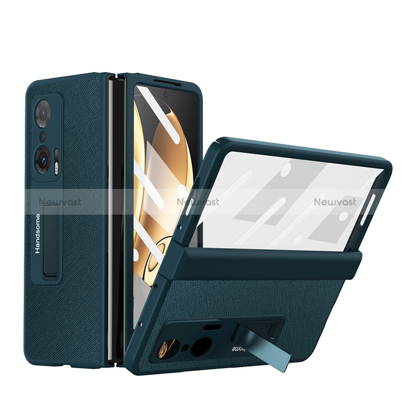 Luxury Leather Matte Finish and Plastic Back Cover Case ZL1 for Huawei Honor Magic V 5G Green