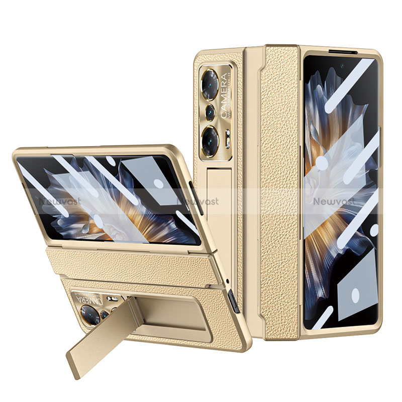 Luxury Leather Matte Finish and Plastic Back Cover Case ZL1 for Huawei Honor Magic Vs 5G Gold