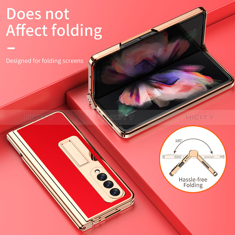 Luxury Leather Matte Finish and Plastic Back Cover Case ZL1 for Samsung Galaxy Z Fold4 5G