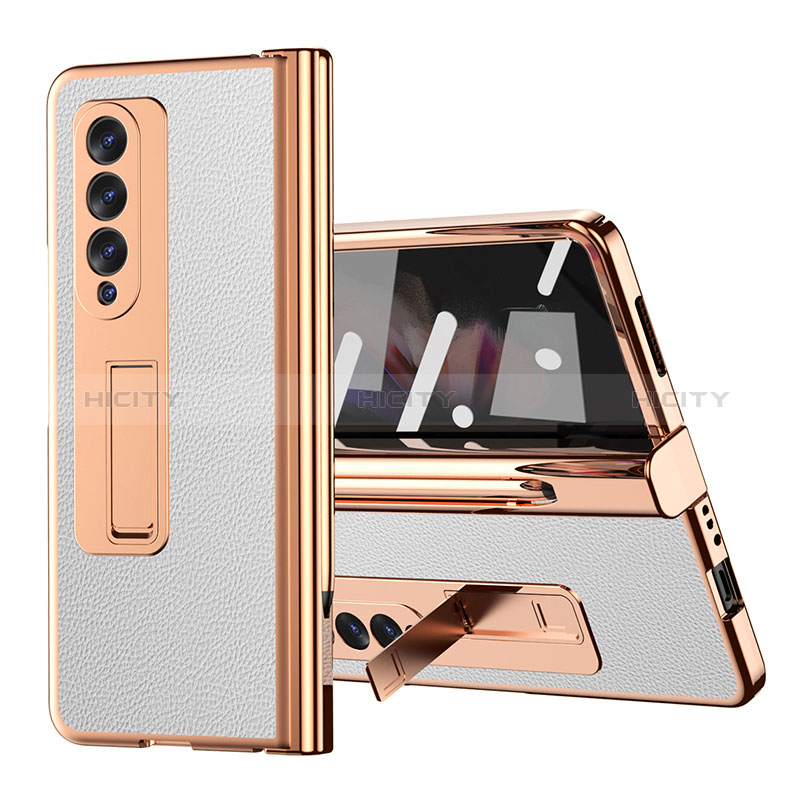 Luxury Leather Matte Finish and Plastic Back Cover Case ZL1 for Samsung Galaxy Z Fold4 5G White