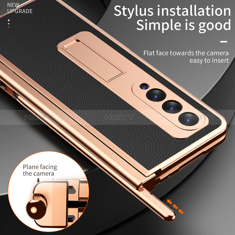 Luxury Leather Matte Finish and Plastic Back Cover Case ZL2 for Samsung Galaxy Z Fold4 5G