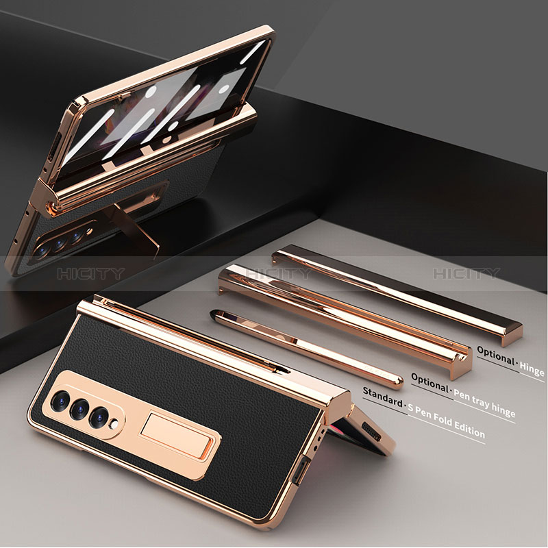 Luxury Leather Matte Finish and Plastic Back Cover Case ZL2 for Samsung Galaxy Z Fold4 5G