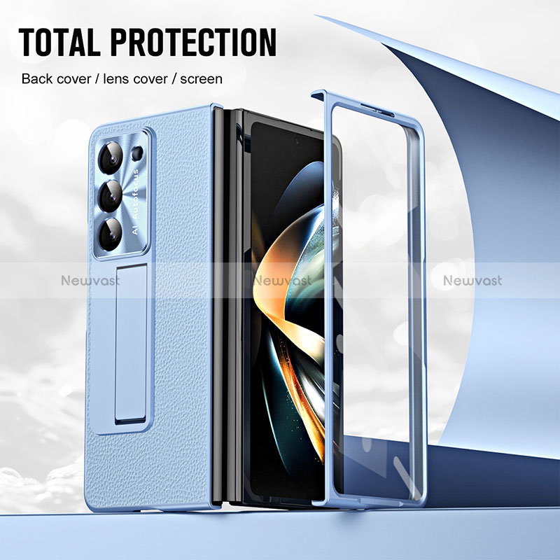 Luxury Leather Matte Finish and Plastic Back Cover Case ZL2 for Samsung Galaxy Z Fold5 5G