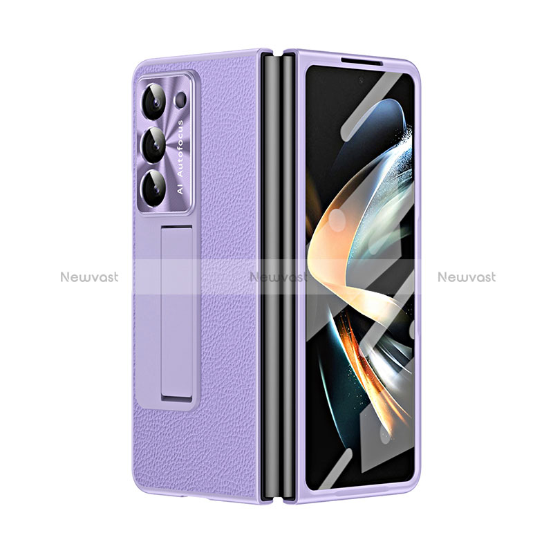 Luxury Leather Matte Finish and Plastic Back Cover Case ZL2 for Samsung Galaxy Z Fold5 5G