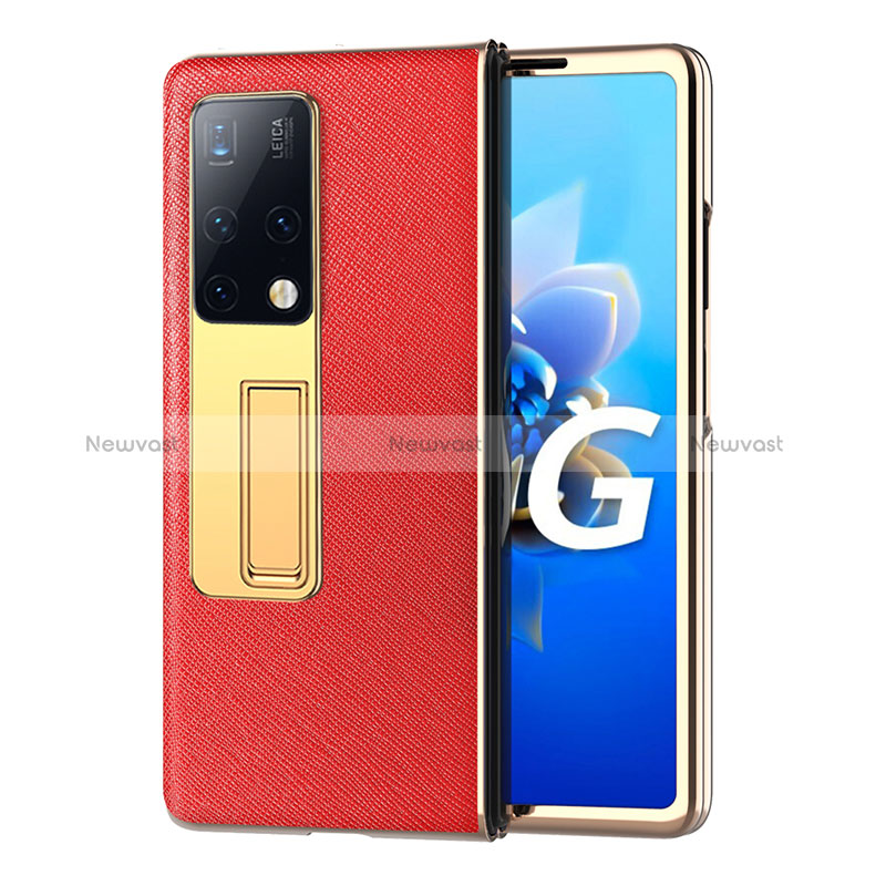 Luxury Leather Matte Finish and Plastic Back Cover Case ZL3 for Huawei Mate X2 Red